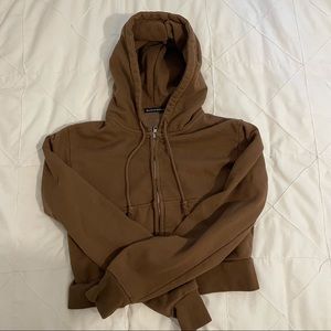 Rare Brown Brandy Melville Cropped Hoodie